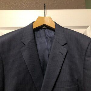 Jos.a.bank men's blue striped 100%wool sport coat jacket blazer size: 48L